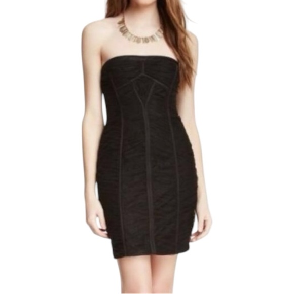 NWT BCBGMAXAZRIA Black Strapless Dress Size 2 Mini Corset Mesh Cocktail Y2K - Picture 1 of 12